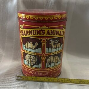 Barnum's Animals Vintage Style Biscuit Tin - Red & Yellow 1979